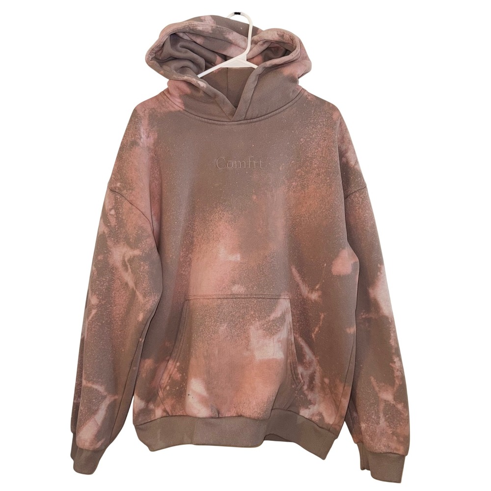 Comfrt Hoodie XL Custom Bleach Dyed One-of-a-Kind Tan Sweatshirt